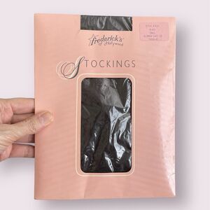 New Vintage Fredericks of Hollywood Thigh High Glimmer Top Stockings Black Small